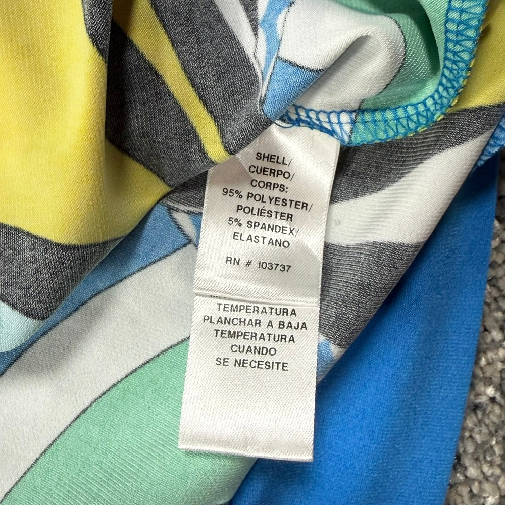 Donna Morgan Womens Blue Yellow Psychedelic Print Jersey Shift Dress Size 10 - Picture 3 of 14